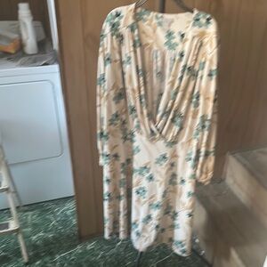 H&M Floral Print Dress in Cream and Teal